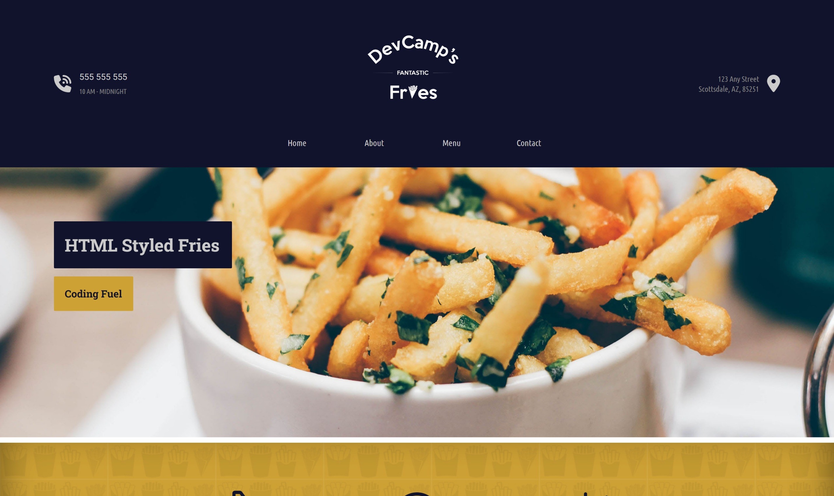 DevCamp's Fantastic Fries homepage